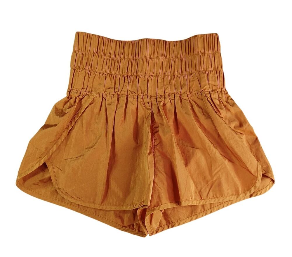 FP Movement Shorts Womens Small Orange Gold Free People Activewear High Waist